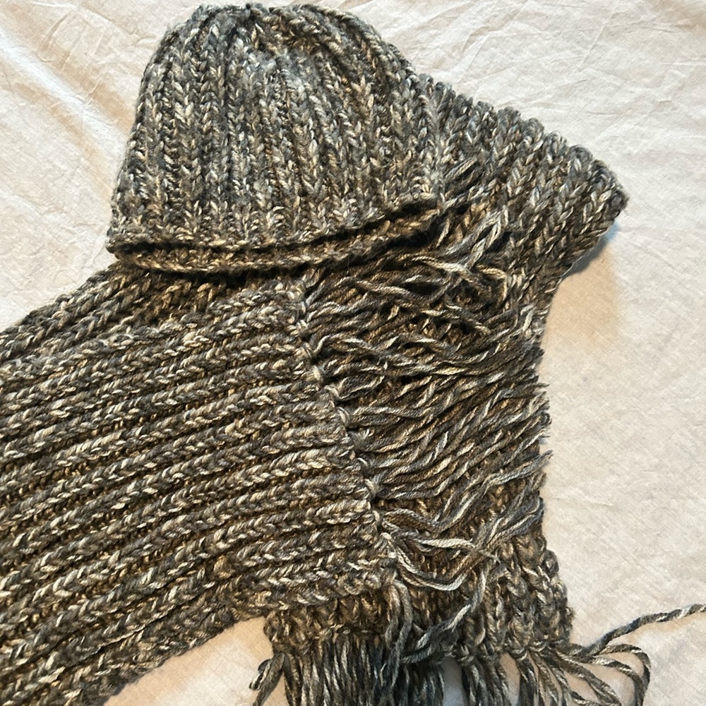 Hand knitted hat and scarf